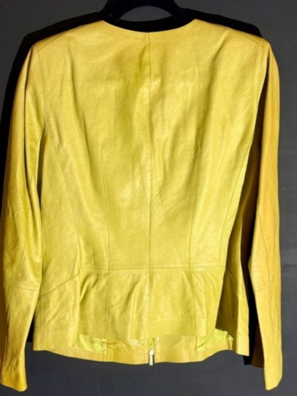 Lafayette 148 New York Bright Yellow Leather Zip Jacket - Picture 4 of 7